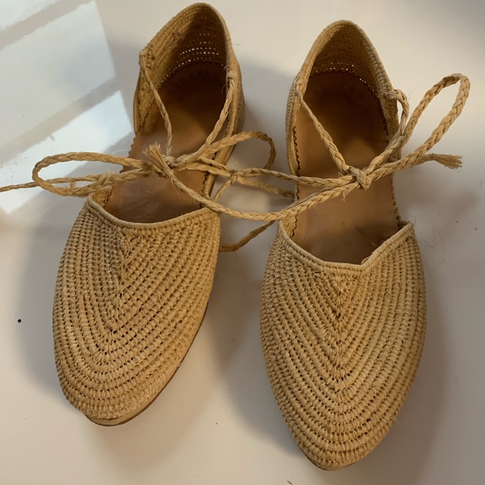 Wicker handmade flat shoes